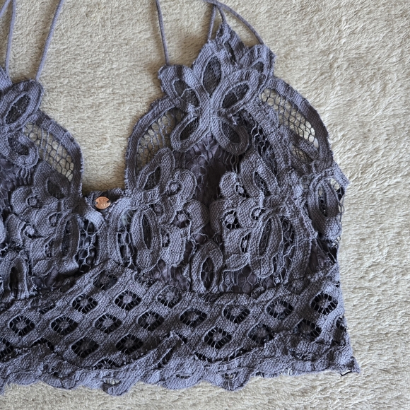 Free People Adella Bralette Charcoal Size Large - Picture 6 of 12